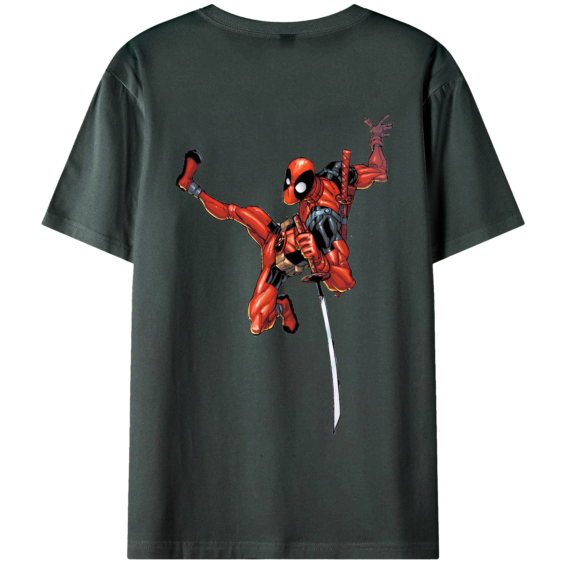 （画像用） Deadpool デッドプール 綿100％ メンズ半袖Tシャツ（バックプリント） 通気性